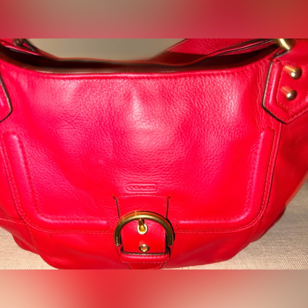 Coach Campbell Legacy Red Leather Handbag Gold Hardware Near New Condition ❤️ - Picture 4 of 15